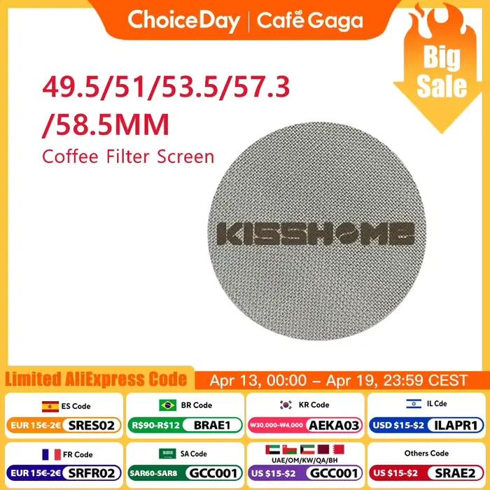 KISSHOME – écran de rondelle à expresso 51mm 53.5mm 58.5mm 57.3mm, filtre à mailles, porte-filtre, o