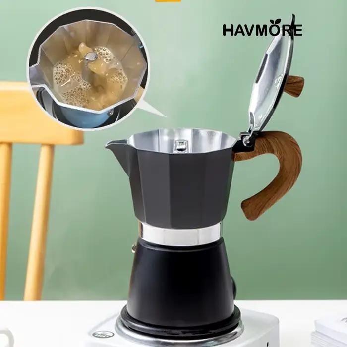 Machine à Expresso Vintage avec Manche en Bois, Moka, Pot, Outils de Cuisine Italiens Classiques, 73