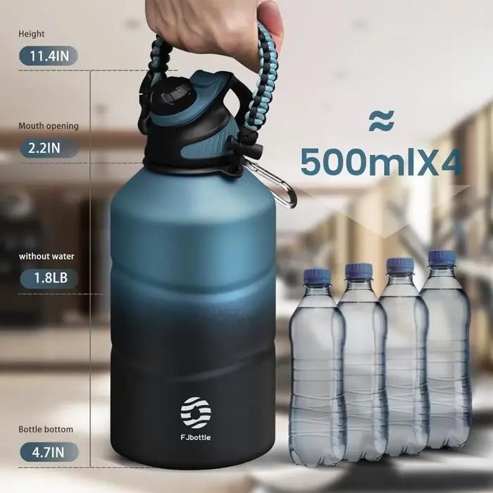 FEIJIAN Thermos bouteille 1,9L grande capacité en acier inoxydable bouteille d'eau thermique flacon 