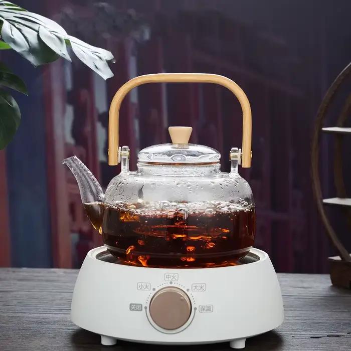 Théière transparente en verre Borosilicate de 1000/1200ml, pour cérémonie du thé chinois, avec filtr
