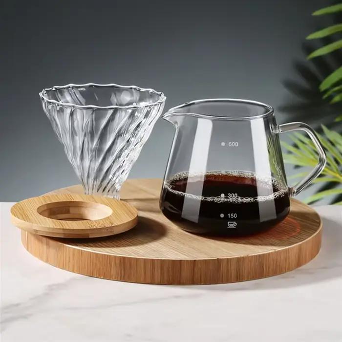 1 ensemble de cafetière à filtre en verre de 300 ml/600 ml avec carafe en verre et filtre à café en 