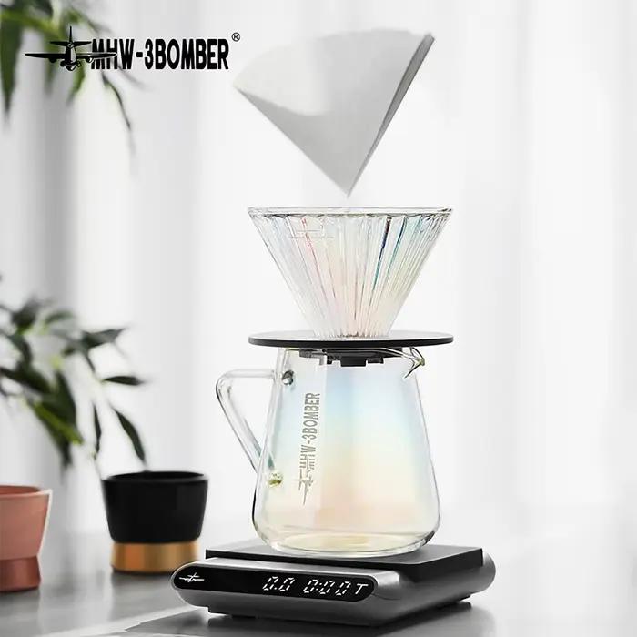 Ensemble de filtres à café en verre MHW-3BOMBER et de papier filtre à expresso, filtres à café réuti