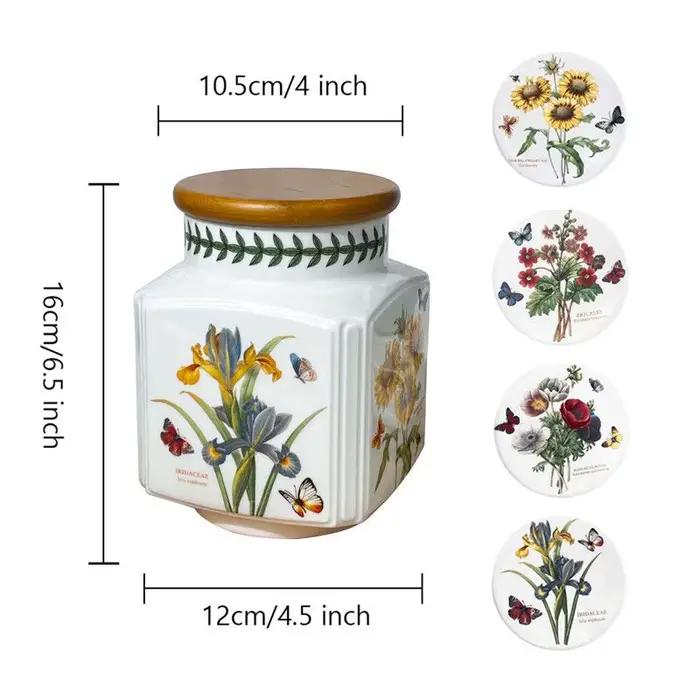 Pot à thé vert classique de jardin, pot scellé, pot de rangement domestique avec couvercle, ustensil