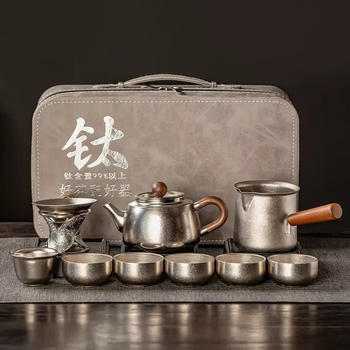 Service à thé en titane pur, nouvelle théière de brassage haut de gamme, tasse Kung Fu, assiette, bo