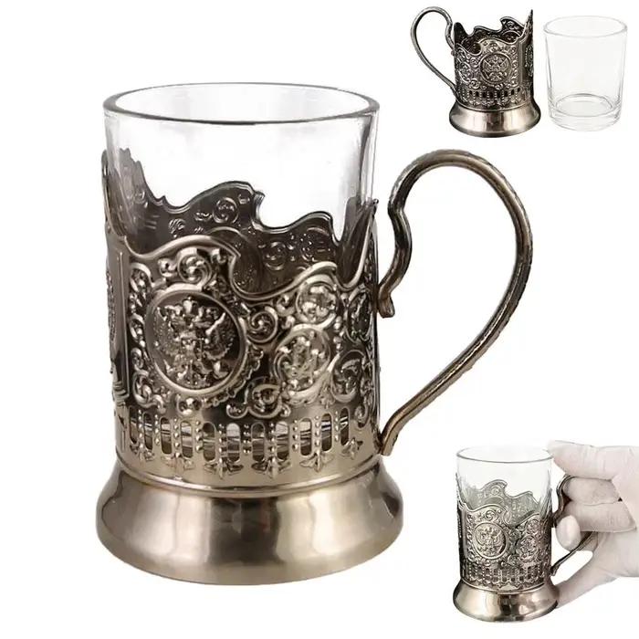 Verre à thé chaud, porte-gobelet en métal, artisanat populaire, vente de Logo personnalisé, Podstaka