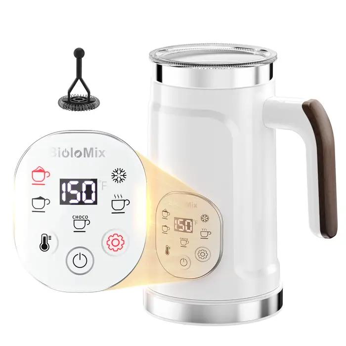 BioloMix Mousseur à lait 5 en 1 avec écran tactile LED amélioré - Machine à mousse chaude et froide 