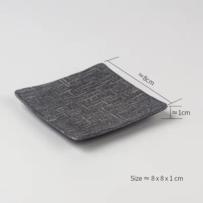 Sous-verre à thé en pierre naturelle noire sculptée à la main avec tressage de bambou, résistant à l