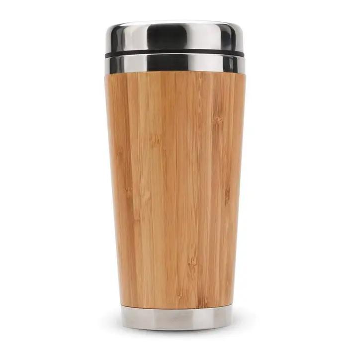 Tasse à café en bambou avec couvercle anti-fuite, acier inoxydable, tasse de voyage, isolée, tasse d