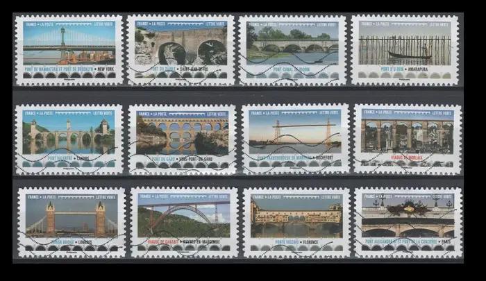 Timbres-poste français année 2017 ponts célèbres autour du monde 12 timbres-poste à collectionner d'