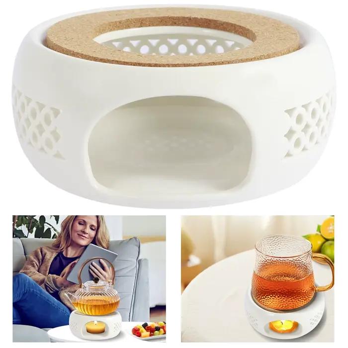 Chauffe-théière en céramique creuse, avec coussin en liège, résistant à la chaleur, pour café et thé