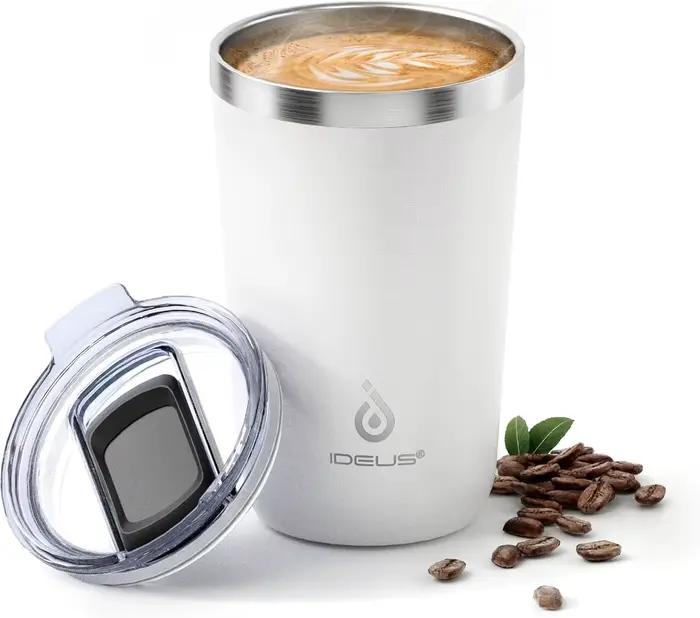 Mug à café isotherme en acier inoxydable Ideus, tasse à lait à double paroi avec poignée et couvercl