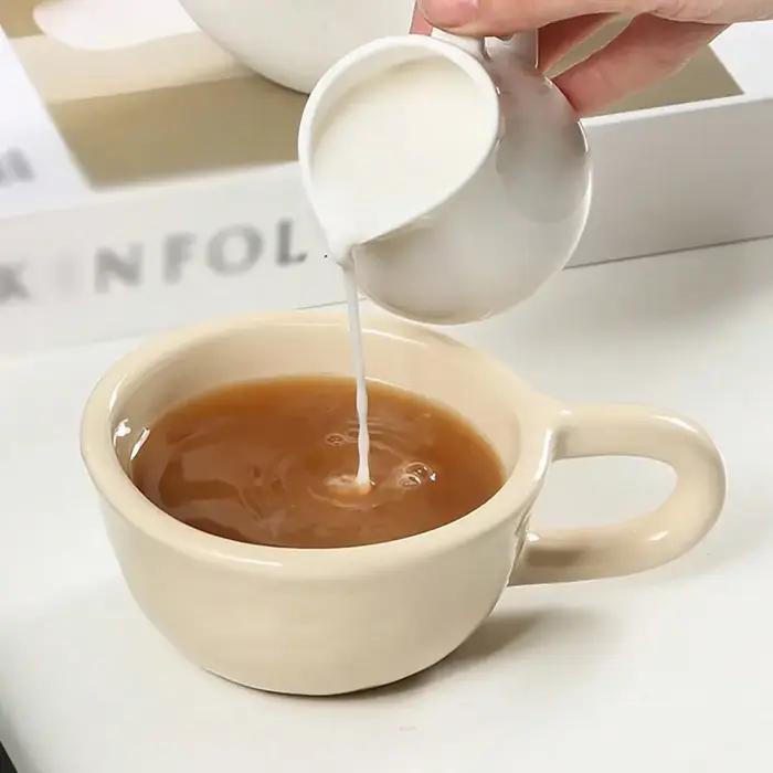 Tasse à thé créative en céramique à motif à carreaux, tasse à café en échiquier irrégulier, 1 pièce