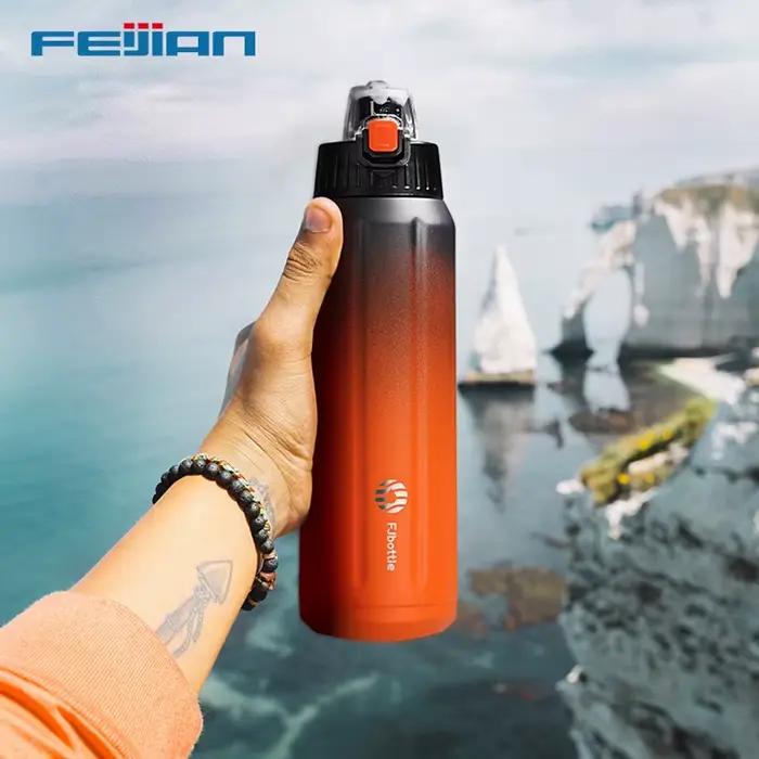 FEIJIAN Thermos double paroi, bouteille de sport, 600 ml, acier inoxydable 18/10, flacon sous vide, 