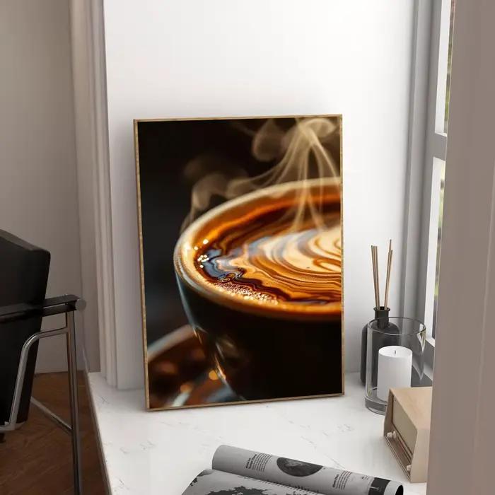 Affiches d'art vintage sur toile imprimée avec motifs de grains de café, tasses à café, espresso et 