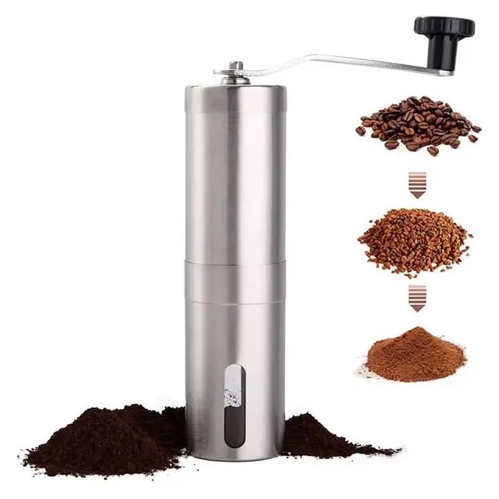 Moulin à café manuel en acier inoxydable, fraise conique manuelle, avec manivelle et 18 réglages rég