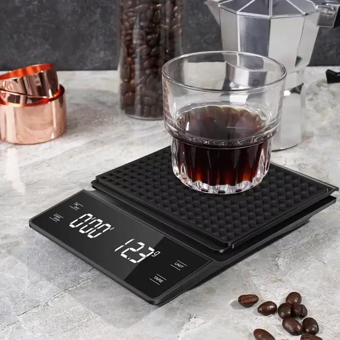 Balance à café 3kg/0.1g avec minuterie, outils de cuisine, balance numérique multifonction, verser s