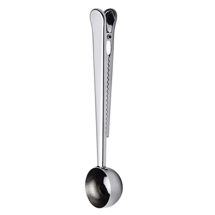 Cuillère à café avec clip, cuillère à poudre d'assaisonnement, 2 en 1, cuillère doseuse à café moulu