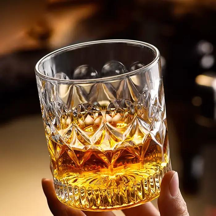 2 pièces tasse en verre whisky 330ml tasses en Relief verres de cuisine pour Cocktail café glacé biè