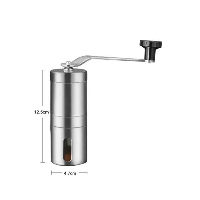 Moulin à café manuel Portable en acier inoxydable, avec bavures en céramique, paramètres réglables, 