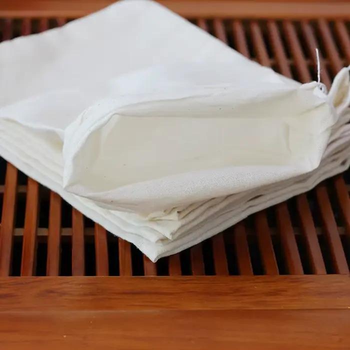 Sacs vides en mousseline de coton pour thé, 50 pièces/lot, avec cordon de serrage, Mini Sachet polyv