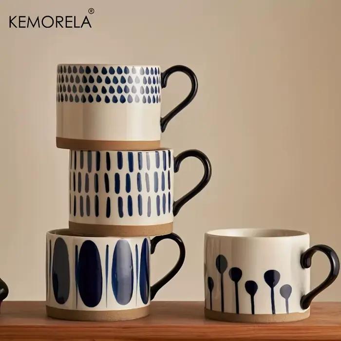 KEMORELA 1 pièces 450ML tasse en céramique nordique café tasse à lait avec poignée rétro grande capa