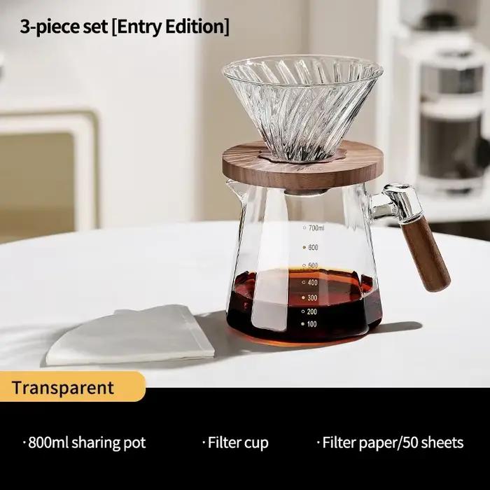 Bincoo Barista verser sur cafetière ensemble 800ml Carafe en verre café avec filtre à café en verre 