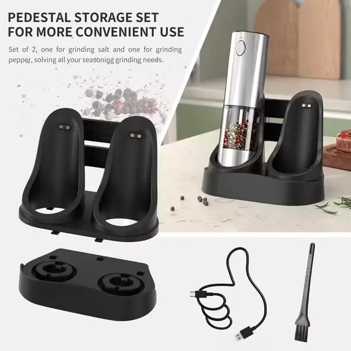 Ensemble de moulins électriques à sel et à poivre, capacité 190ML, base rechargeable par USB, moutur
