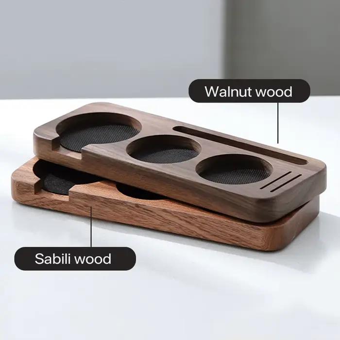 Support de Tamper et Porte-Filtre en Bois de Noyer pour Accessoires d'Espresso 51MM 54MM 58MM – Stat