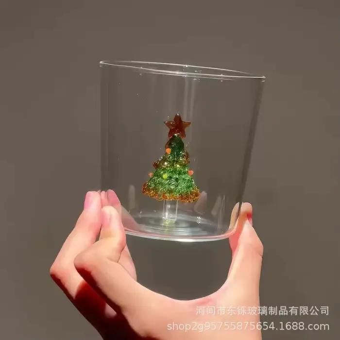 Verres à vin en forme de sapin de Noël |   Jolies tasses en verre esthétiques pour femmes, usage dom