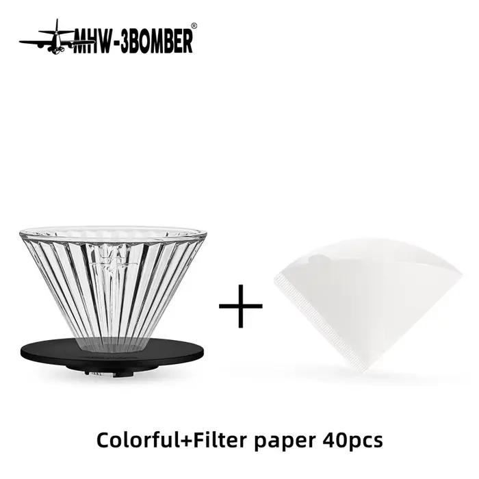 Ensemble de filtres à café en verre MHW-3BOMBER et de papier filtre à expresso, filtres à café réuti