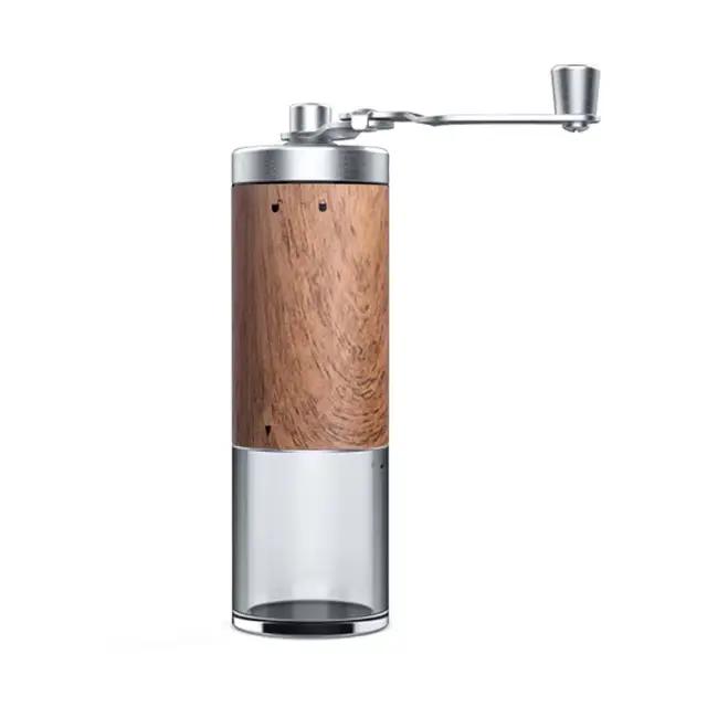 1 pièce Moulin à café manuel portable en acier inoxydable avec manivelle, finition grain de bois, ou