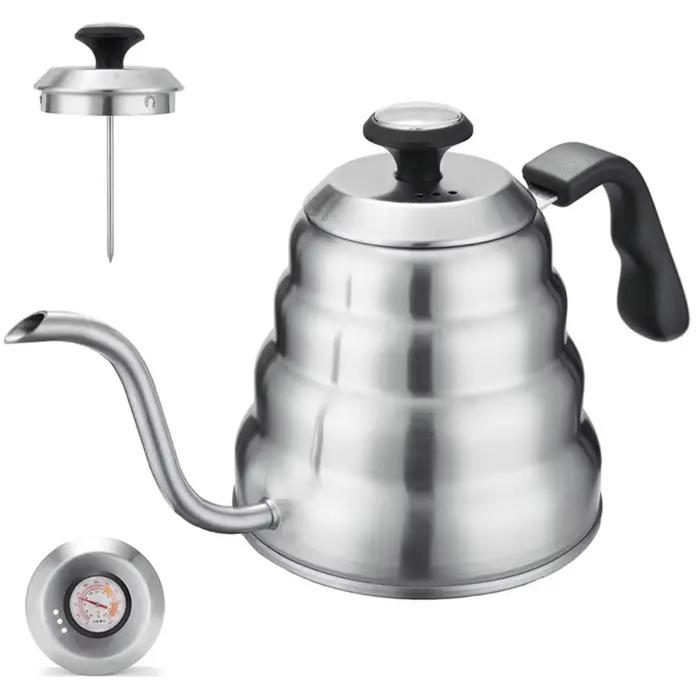 Bouilloire à café 1L/1,2 l en acier inoxydable, bouilloire goutte à goutte avec thermomètre pour caf