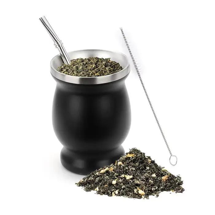 Tasse Yerba Mate gourde Yerba Mate argentine à double paroi de 8 oz avec Bombillas et brosse de nett