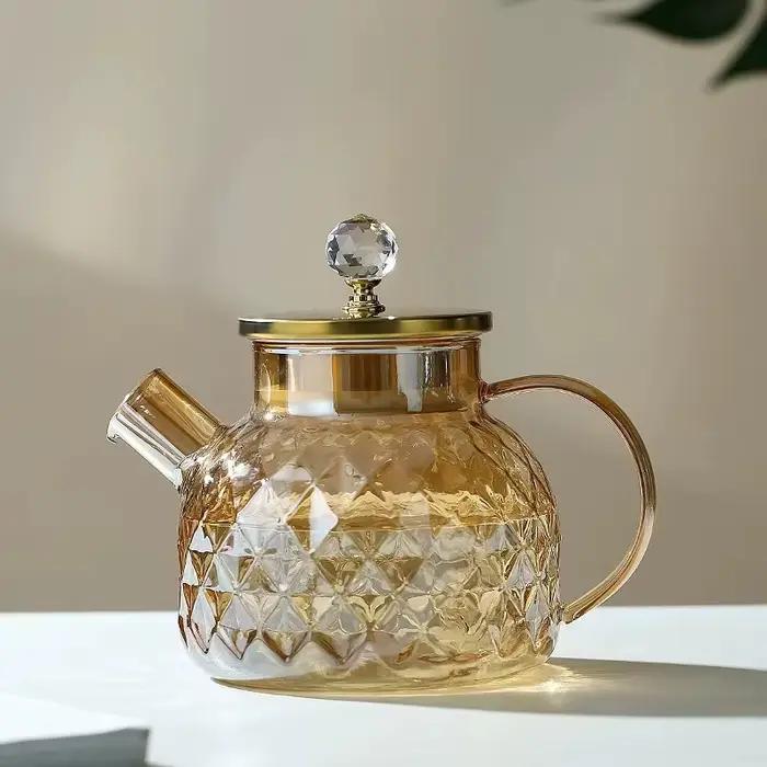 JUSTINLAU 1/1.8L théière verre à haute teneur en Borosilicate bouilloire d'eau froide avec couvercle