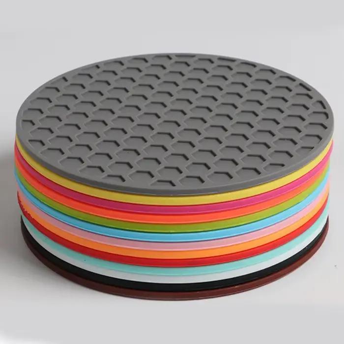 Dessous de verre rond en Silicone, tapis pour boissons au café, porte-gobelet de thé, épais, antidér
