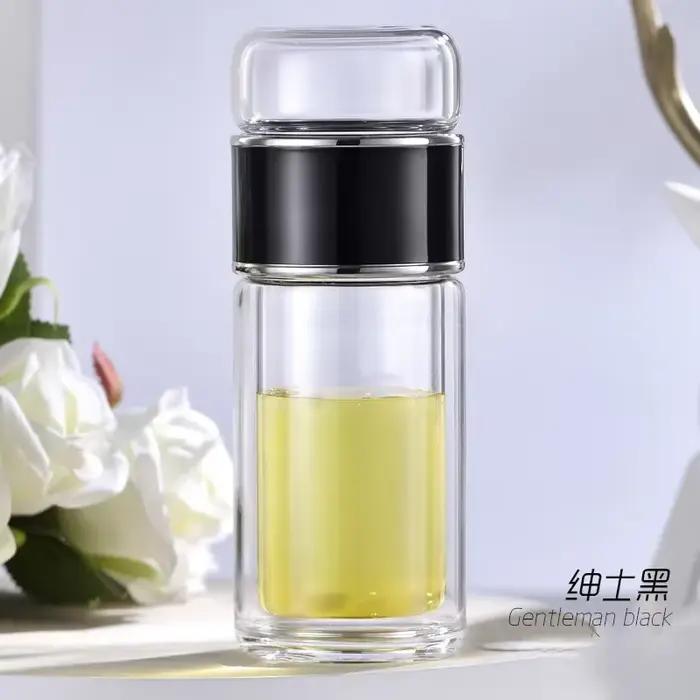 Bouteille d'eau à thé en verre borosilicaté à haute teneur, double couche, tasse à thé, infuseur, go
