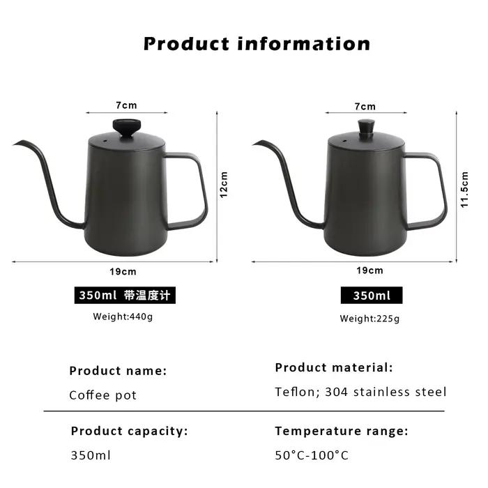 Bouilloire à café goutte à goutte avec revêtement antiadhésif Therye.com, théière à col de cygne, ac