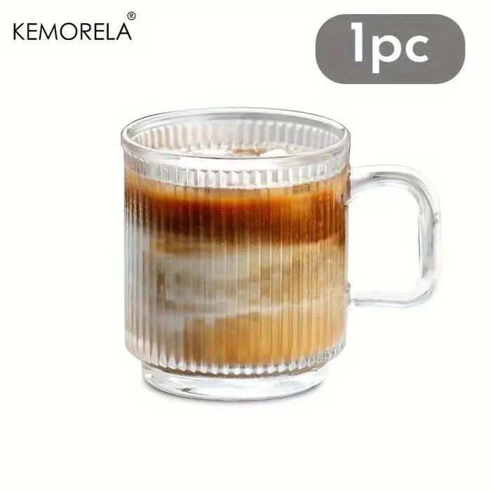 EllMORELA-Tasse à Café Verticale en Verre Mars, Tasse d'Eau avec Poignée, Convient pour Café Glacé, 