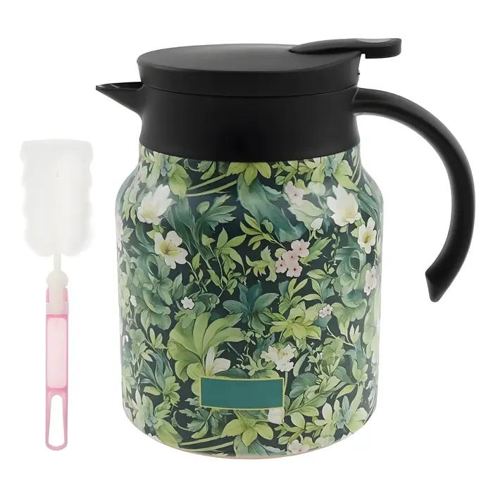 Théière thermique 1L avec poignée et infuseur intégré, bouilloire à thé isolée en acier inoxydable, 