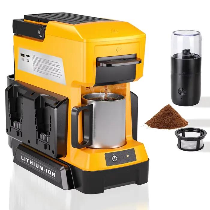 Cafetière sans fil pour batterie Dewalt 20 V, cafetière goutte à goutte portable avec moulin à café 
