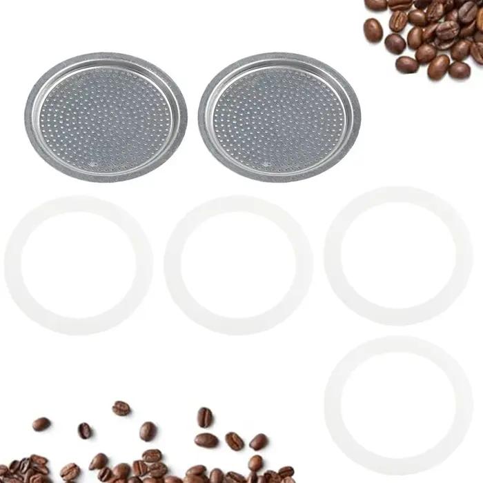 Filtre pour Pot Moka et joint en Silicone, ensemble de remplacement pour cafetière expresso, compren