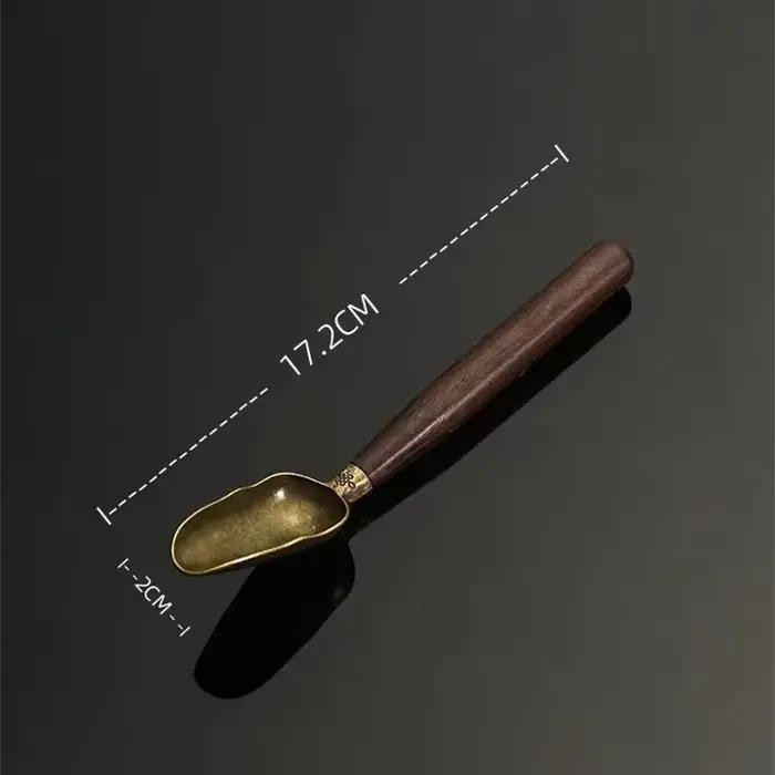 Cuillère à thé vintage avec manche en bois massif, pelle à thé, pelle à thé rétro, accessoires de cé