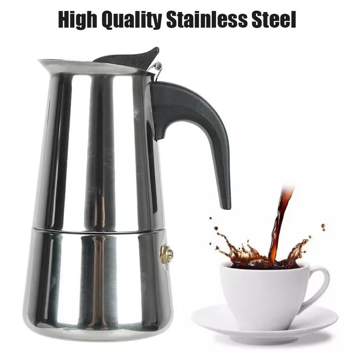Cafetière Moka en acier inoxydable, 2/4/6/9 tasses, moka expresso Latte, filtre de cuisinière, cafet