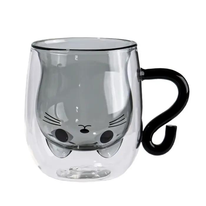 Tasses à café en verre isolées, Double paroi, résistantes à la chaleur, expresso, poignée, tasses d'