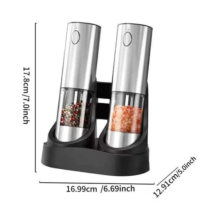 Ensemble de moulins électriques à sel et à poivre, capacité 190ML, base rechargeable par USB, moutur
