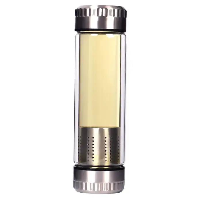 Bouteille d'eau de thé en verre Portable 300/400ML, Double paroi, tasse d'eau de thé, infuseur, gobe