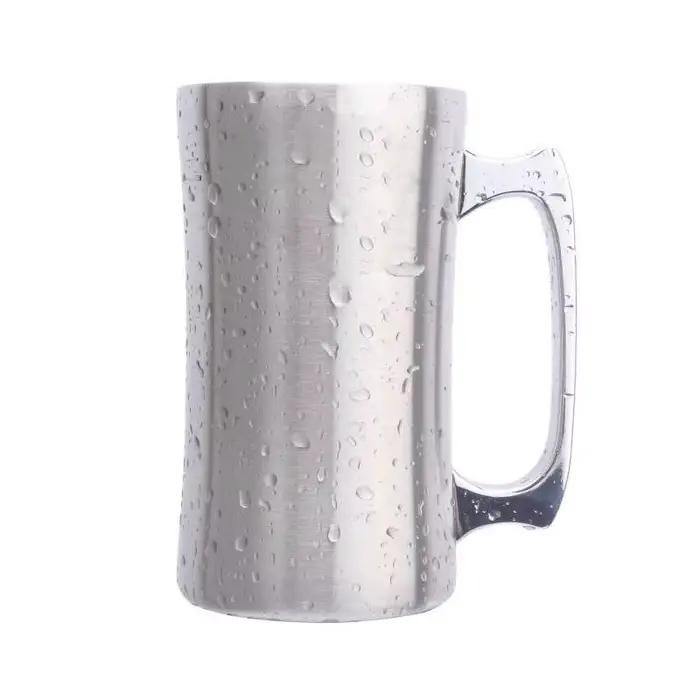 Tasse isotherme en acier inoxydable avec couvercle, grande tasse à double paroi, gobelet avec poigné