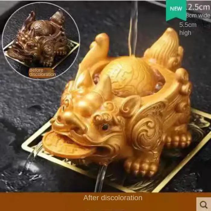 Figurine de thé en résine chinoise, crapaud doré porte-bonheur, mignon et décoloré, artisanat fait m