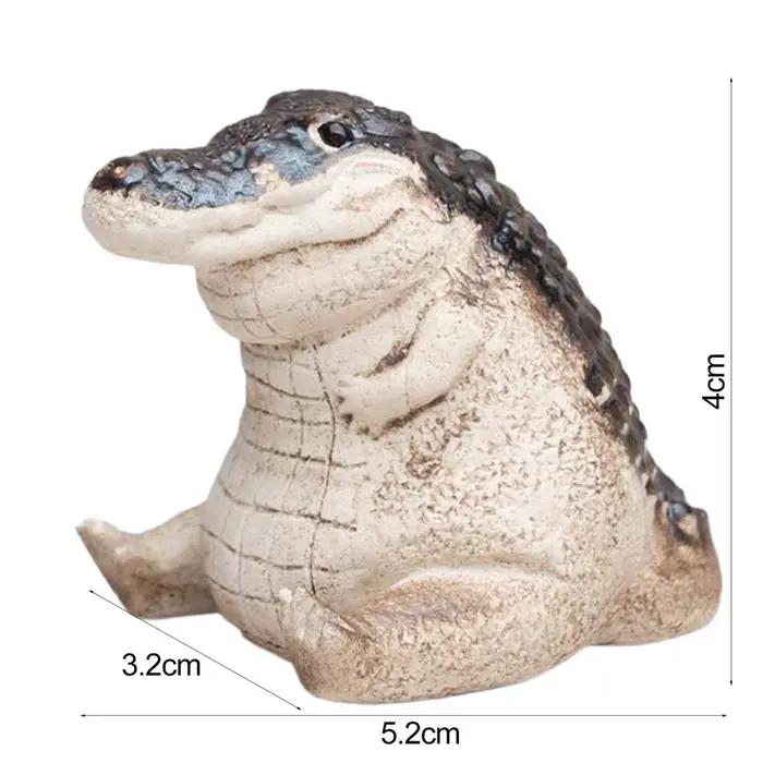 Sculpture de thé Super mignonne, magnifique Figurine de thé en Crocodile faite à la main en argile v