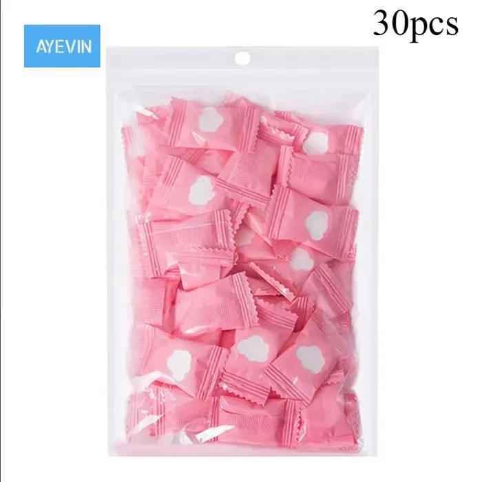Paquet de 30 lingettes à support d'eau, serviettes de voyage, extérieur, coton de poulet, compressio